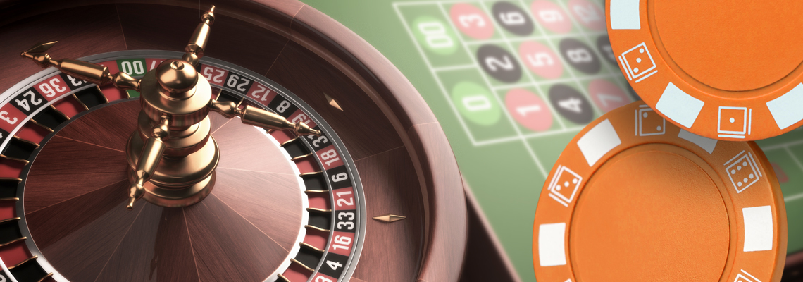 roulette wheel, chips and roulette table